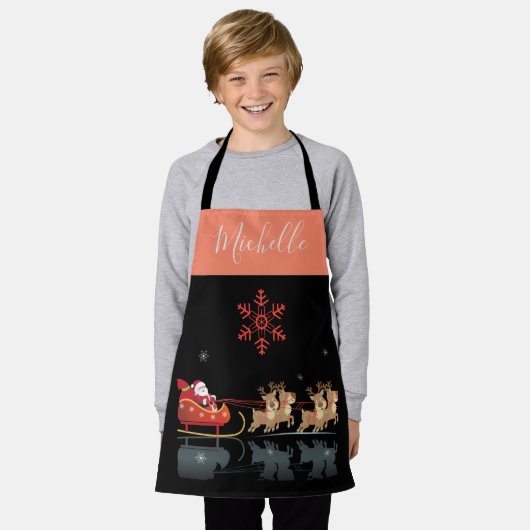 Tablier Monogramme Noël et Bonne Année ! Cadeaux Père Noël (Porté)