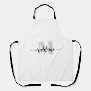 Tablier Monogramme noir argent blanc personnel