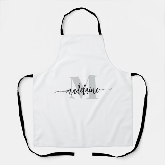 Tablier Monogramme noir argent blanc personnel (Recto)