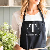 Tablier Monogramme Noir Blanc Moderne Simple Nom initial