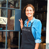 Tablier Monogramme Noir Blanc Moderne Simple Son Nom