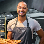 Tablier Monogramme Noir Blanc Moderne Simple Son Nom