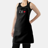 Tablier Monogramme Noir Coeur Rouge Script manuscrit (Insitu)