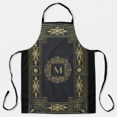 Tablier Monogramme noir en cuir élégant initial (Recto)