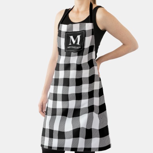 Tablier Monogramme noir et blanc Plaid de buffle (Insitu)