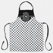Tablier Monogramme noir et blanc Polka Dot Kitchen Apron (Recto)