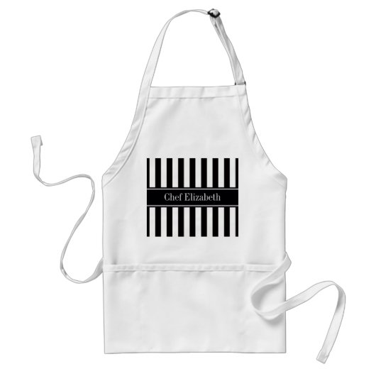 Tablier Monogramme noir et blanc rayé (Devant)