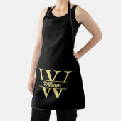 Tablier Monogramme noir et or | Écriture initiale élégante (Insitu)