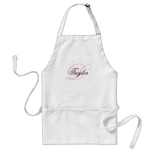 Tablier Monogramme noir et rose