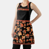 Tablier Monogramme noir imprimé Feuilles d'érable d'automn (Insitu)
