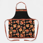 Tablier Monogramme noir imprimé Feuilles d'érable d'automn (Recto)
