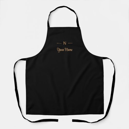Tablier Monogramme noir, minimaliste moderne élégant (Recto)
