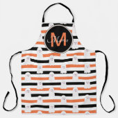 Tablier Monogramme noir orange rayures fantôme mignon Hall (Recto)