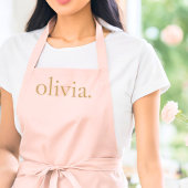 Tablier Monogramme Nom Blush Pink Or Moderne Chic Élégant