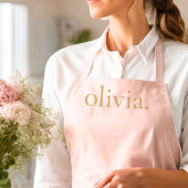 Tablier Monogramme Nom Blush Pink Or Moderne Chic Élégant