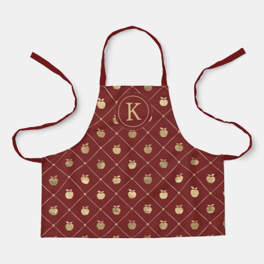 Tablier Monogramme Nom Gold Apples Apron Pour Enfants (Recto)