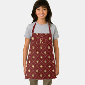 Tablier Monogramme Nom Gold Apples Apron Pour Enfants (Insitu)