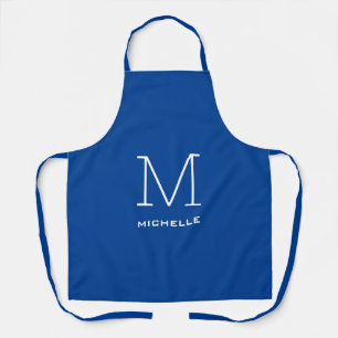 Tablier Monogramme Nom initial Bleu profond Unique Minimal
