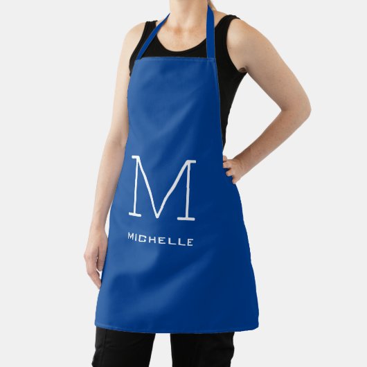 Tablier Monogramme Nom initial Bleu profond Unique Minimal (Insitu)