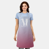 Tablier Monogramme Nom initial Gradient rose bleu (Porté)