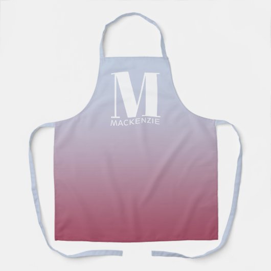 Tablier Monogramme Nom initial Gradient rose bleu (Recto)