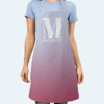 Tablier Monogramme Nom initial Gradient rose bleu<br><div class="desc">Typographie moderne dégradé rose bleu minimaliste monogramme design de nom initial qui peut être changé pour personnaliser.</div>