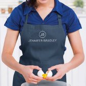 Tablier Monogramme Nom personnalisé Bleu et blanc