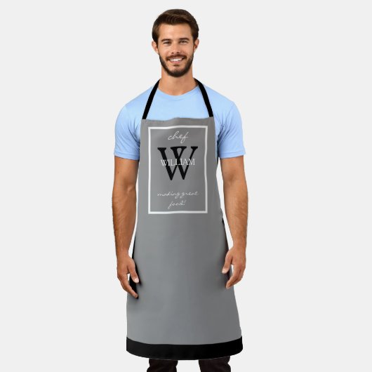 Tablier Monogramme + NOM rend la nourriture excellente Imp (Porté)