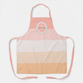 Tablier Monogramme nom rose pâle rayé moderne (Recto)