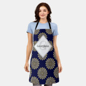 Tablier Monogramme Nous Vous Regardons Marine & Gold Polka (Porté)