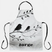 Tablier Monogramme Oiseaux noirs et blancs simples dans le (Recto)