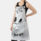 Tablier Monogramme Oiseaux noirs et blancs simples dans le (Insitu)