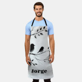 Tablier Monogramme Oiseaux noirs et blancs simples dans le (Porté)