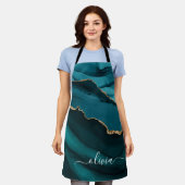 Tablier Monogramme Or en Géode d'Agate Bleu Vert Aqua Sarc (Porté)