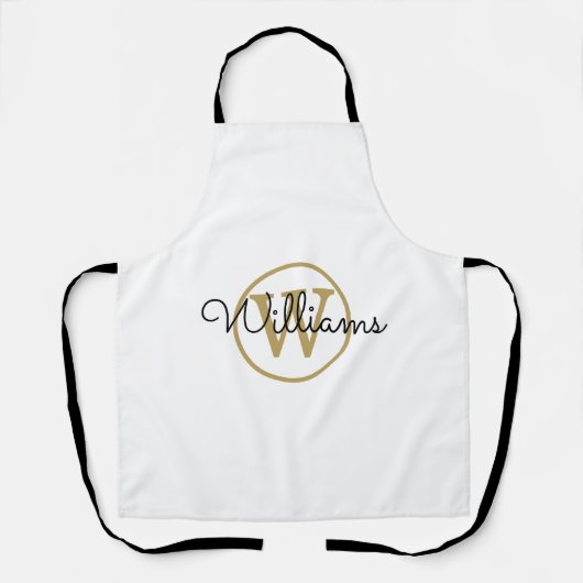Tablier Monogramme Or Nom Script Noir (Recto)