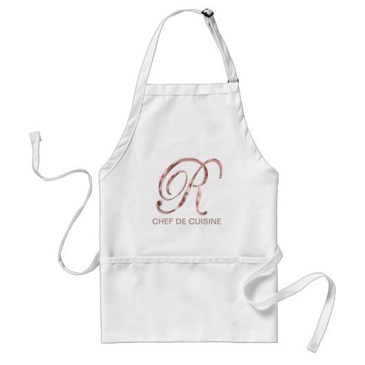 Tablier Monogramme or rose R Chef de Cuisine ou votre text (Devant)