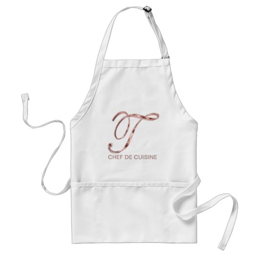 Tablier Monogramme or rose T Chef de Cuisine ou votre text (Devant)