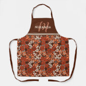 Tablier Monogramme Orange Brown Retro les années 70 Floral (Recto)