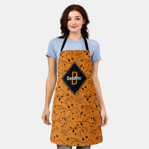 Tablier Monogramme Orange Floral FILLE