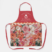 Tablier Monogramme orange rose floral (Recto)