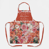 Tablier Monogramme orange rose floral (Recto)