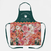 Tablier Monogramme orange rose floral (Recto)