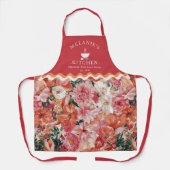 Tablier Monogramme orange rose floral (Recto)