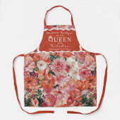 Tablier Monogramme orange rose floral (Recto)