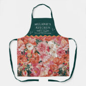 Tablier Monogramme orange rose floral (Recto)