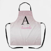 Tablier Monogramme Parties scintillant rose Ajouter votre  (Recto)