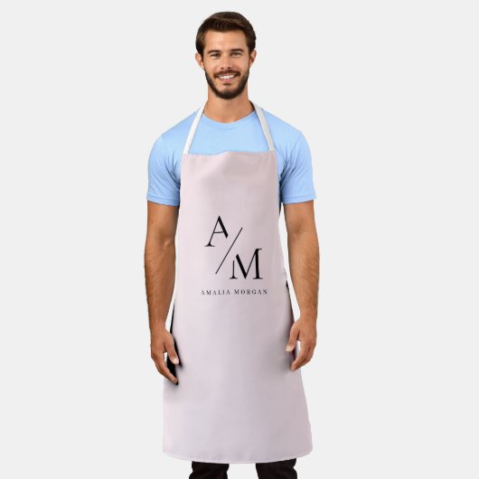 Tablier Monogramme Pastel rose minimal (Porté)