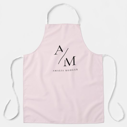 Tablier Monogramme Pastel rose minimal (Recto)