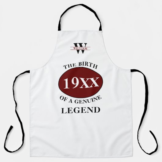 Tablier Monogramme Père Anniversaire Légende N'importe que (Recto)