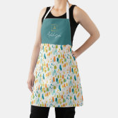 Tablier Monogramme personnalisé Abstrait or Turquoise vert (Insitu)